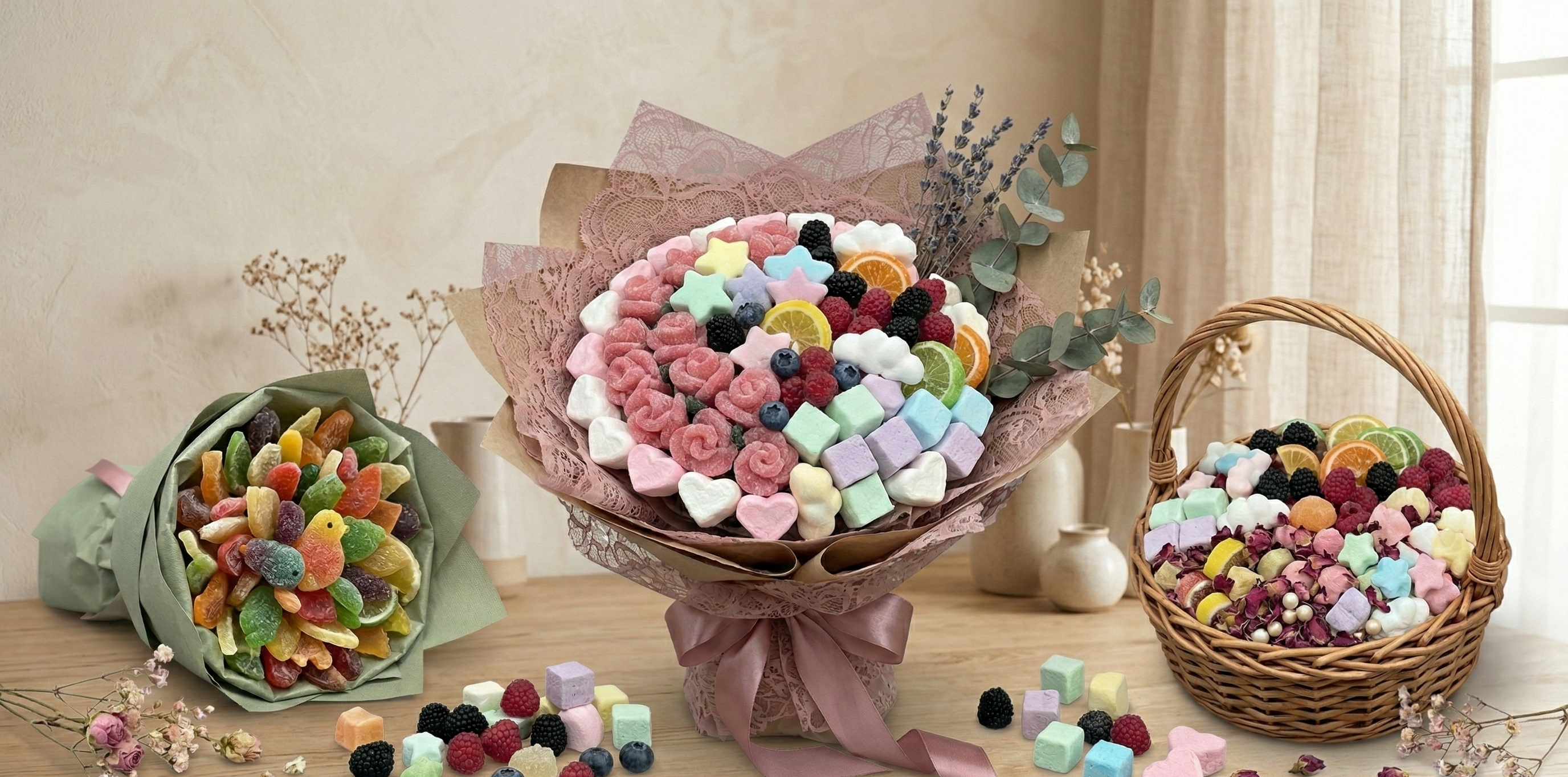 Мармеладные букеты ручной работы